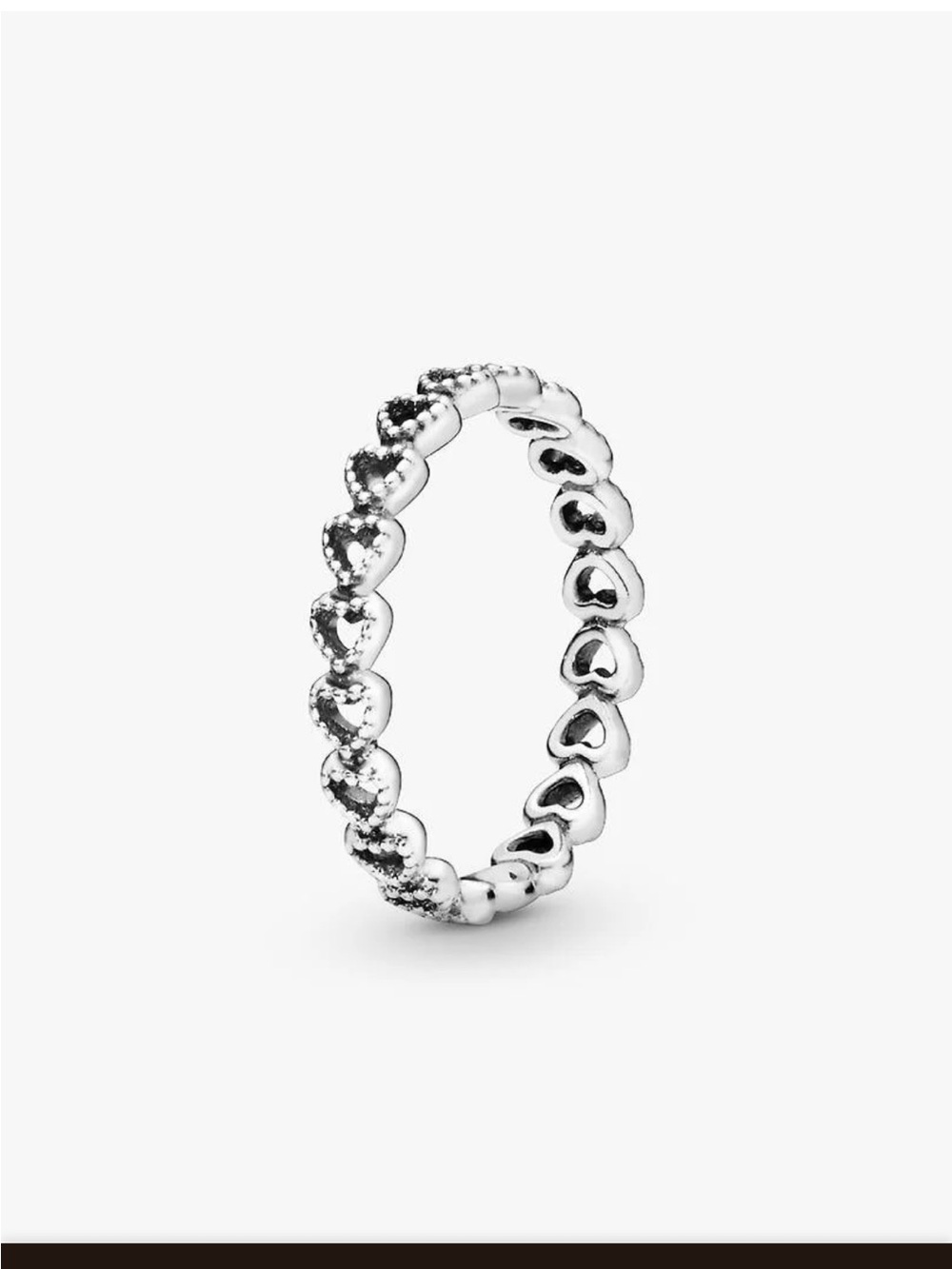Pandora Silver Heart Band Ring